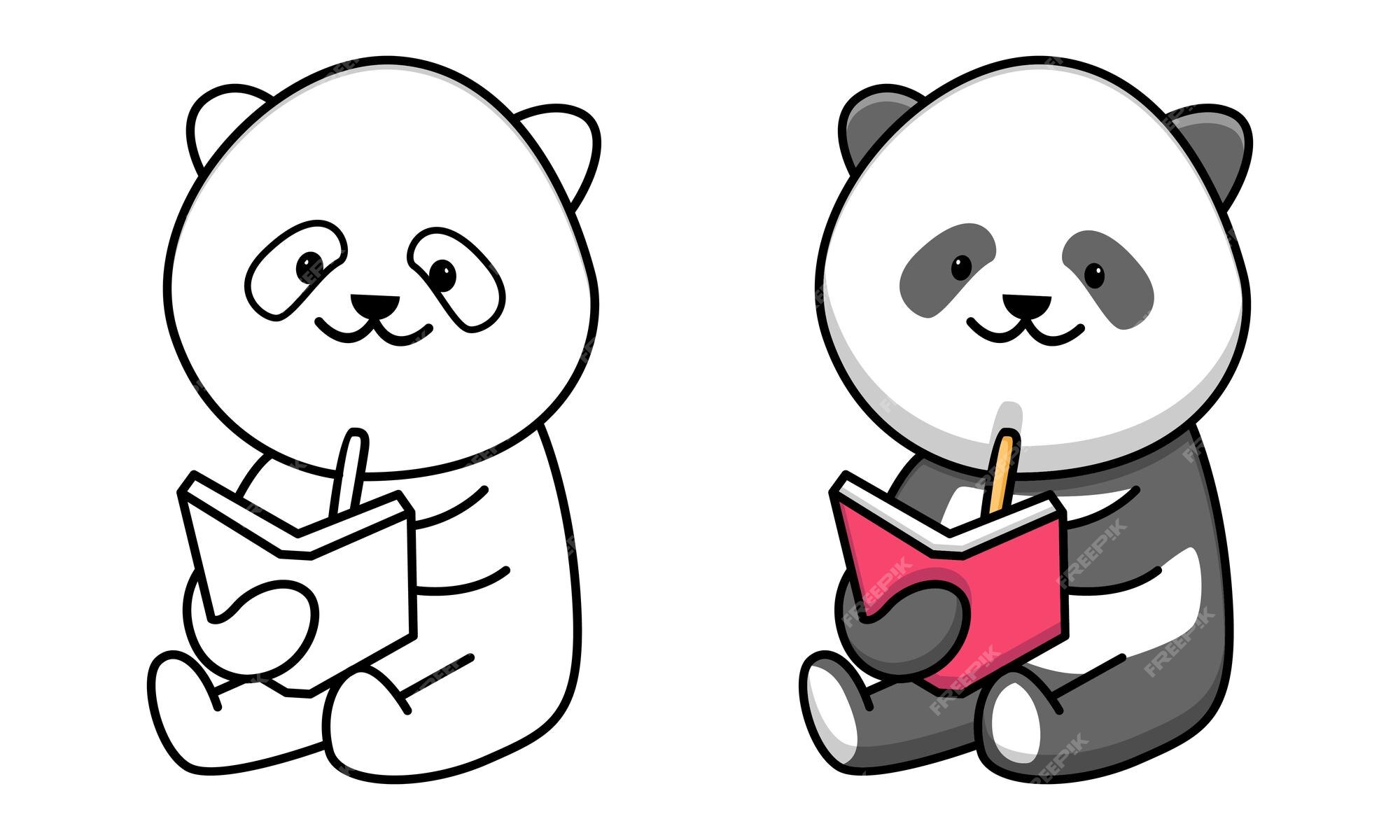 Livro De Colorir De Uma Garota Panda Bonita Do Kawaii Imagem de