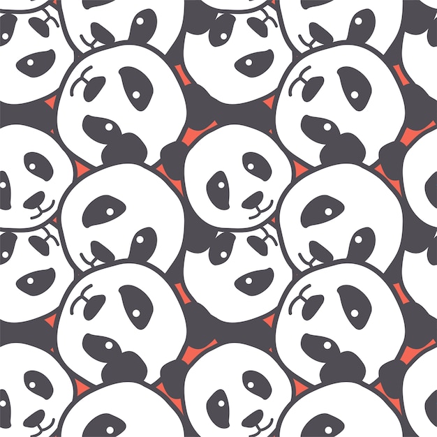 Panda head doodle seamless pattern background
