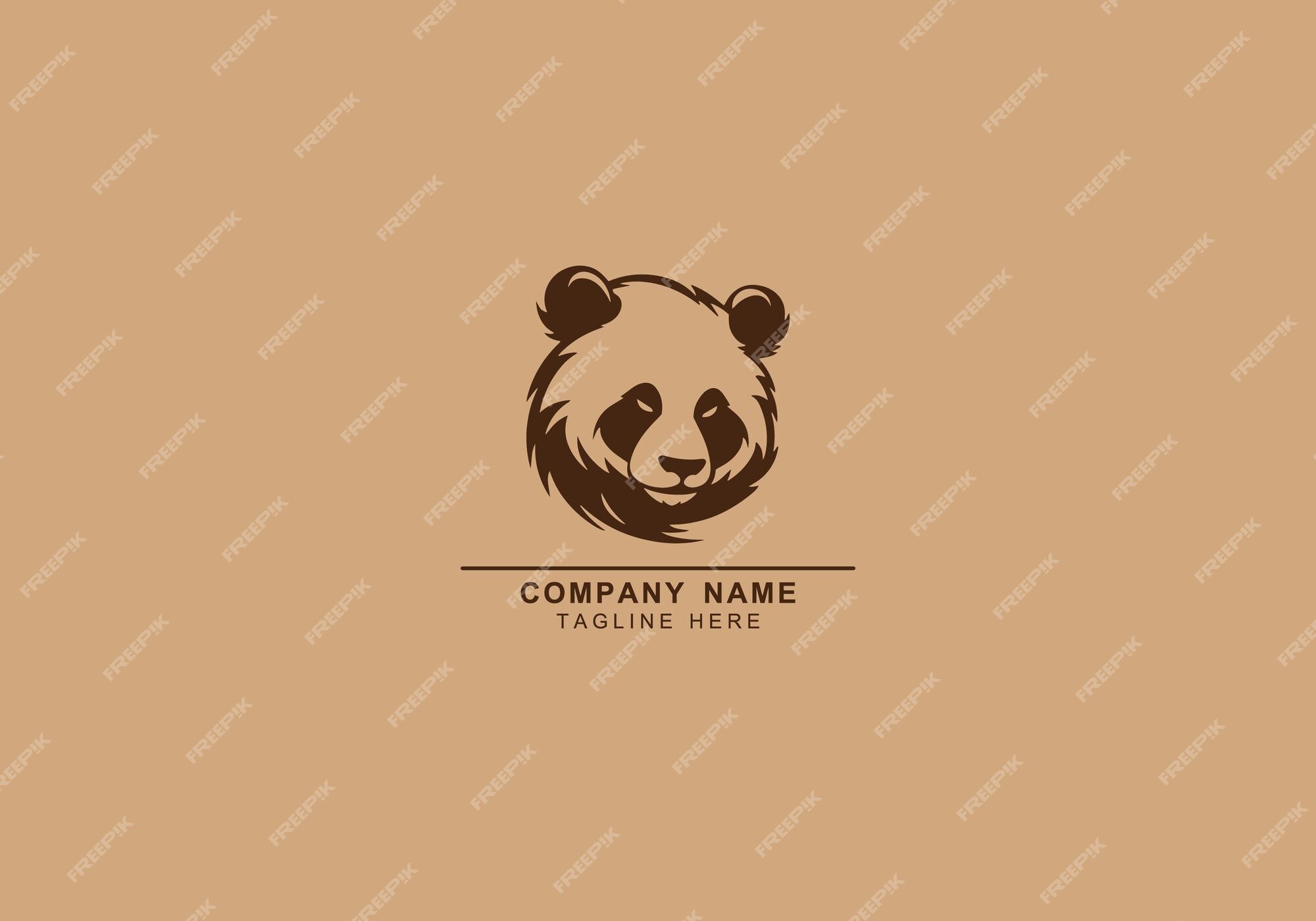 Logotipo do ícone do vetor de desenho de rosto de panda bonito isolado em  branco