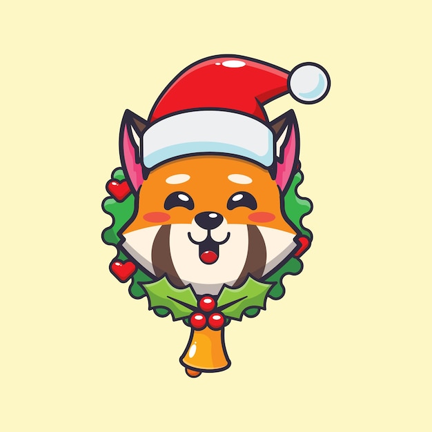 Panda vermelho bonito no dia de natal. Ilustração bonito dos desenhos animados de Natal.