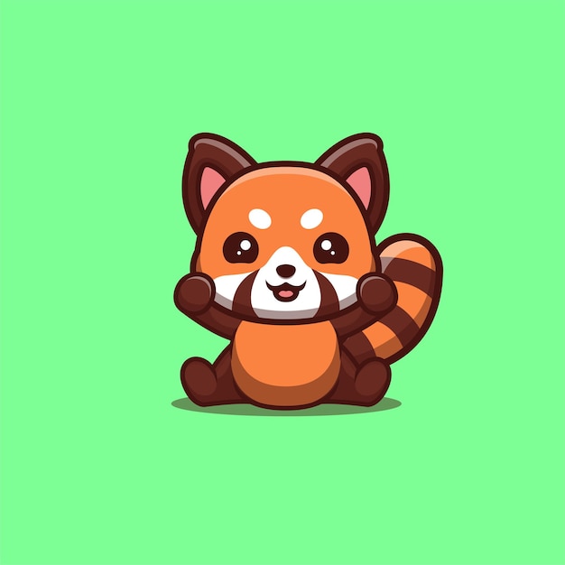 Panda vermelho sentado animado bonito criativo kawaii cartoon logo mascote