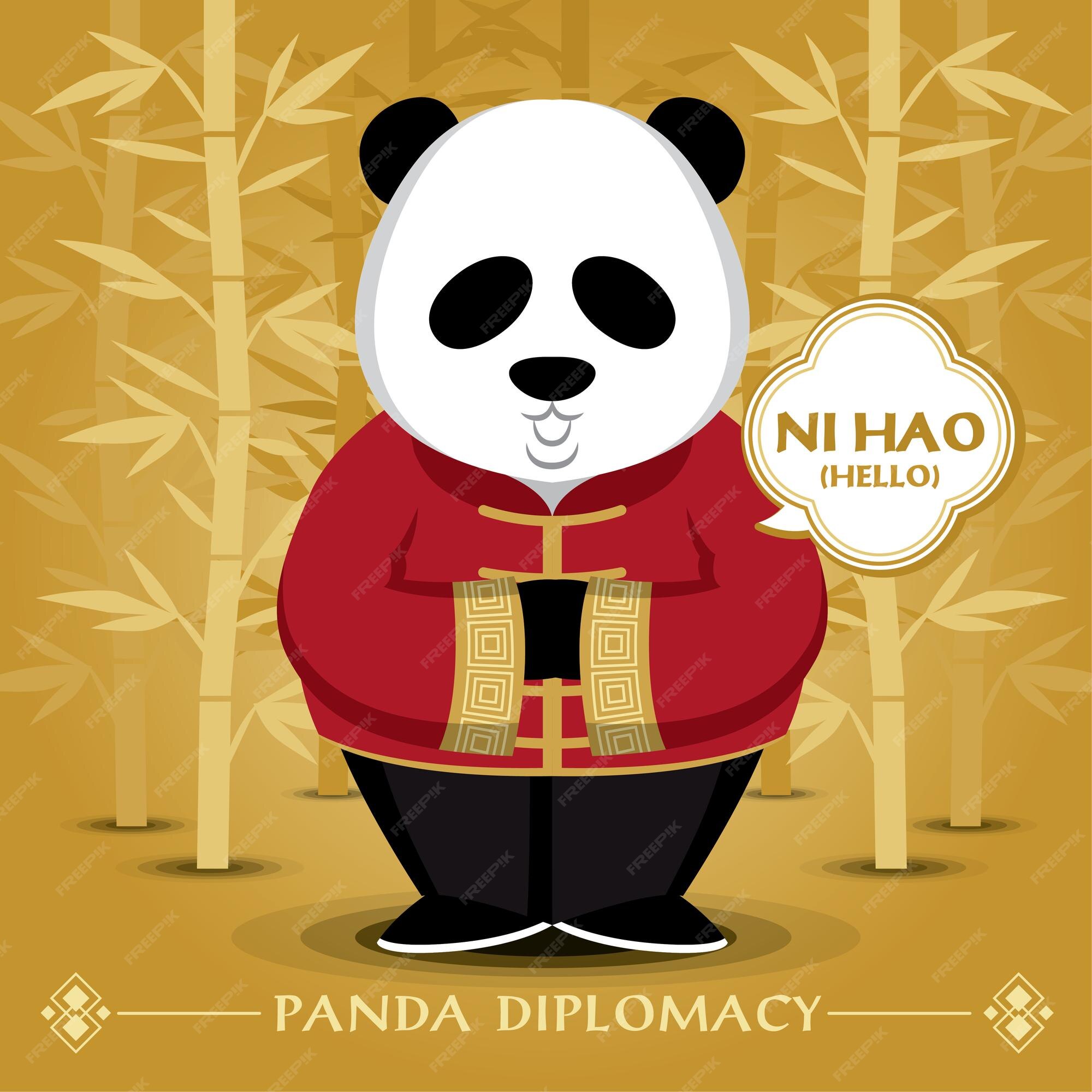 Panda De Design Tradicional De Banner Da China E Ilustração Do