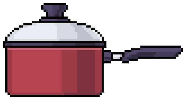 Panela metálica de pixel art para cozinhar ícone vetorial para