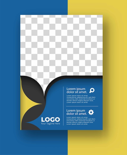 Panfleto comercial com espaço de imagem e logotipo.