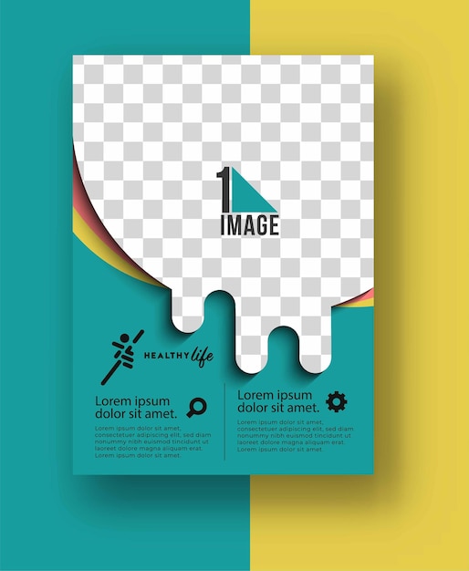 Vetor panfleto comercial com espaço de imagem e logotipo.