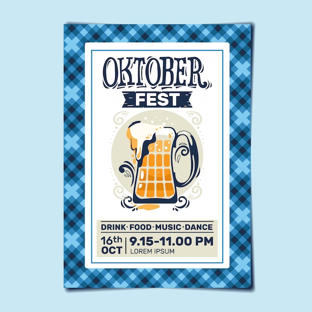 Panfleto de festa oktoberfest ou convite de design de modelo de cartaz para a celebração do festival de cerveja