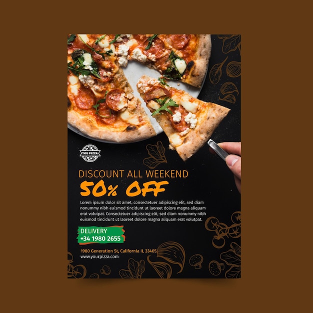 Vetor panfleto de pizza restaurante vertical