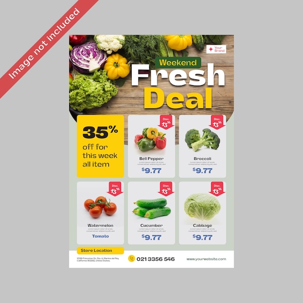 panfleto de promoção de produtos alimentares
