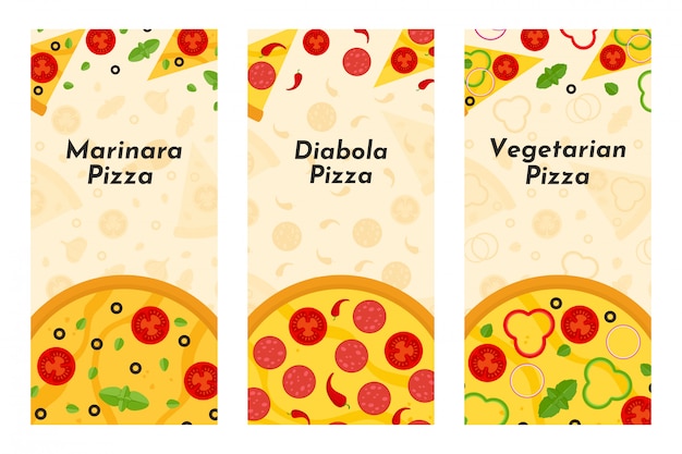 Panfletos de vetor de pizza e pizzaria