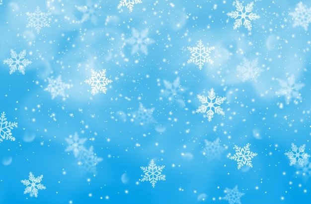 Pano de fundo de inverno, fundo de feriados de Natal e ano novo. Papel de parede de temporada de véspera de Natal feliz, elemento de design de convite de celebração com queda de neve e flocos de neve decorativos e ornamentais