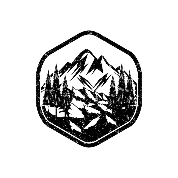 Panorma do logotipo da montanha vintage