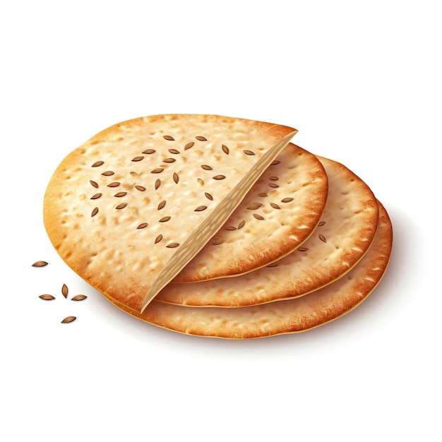 Vetor pão de pita vetorial realista em fundo branco
