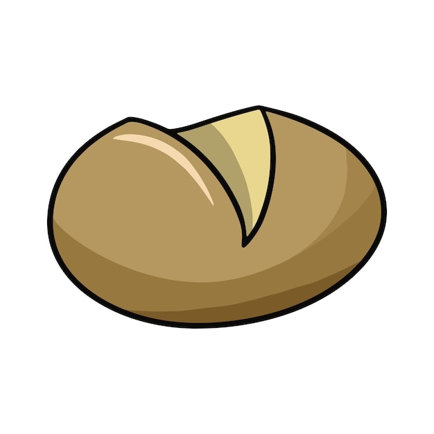 Vetor pão redondo de ilustração vetorial de pão de trigo branco em estilo cartoon