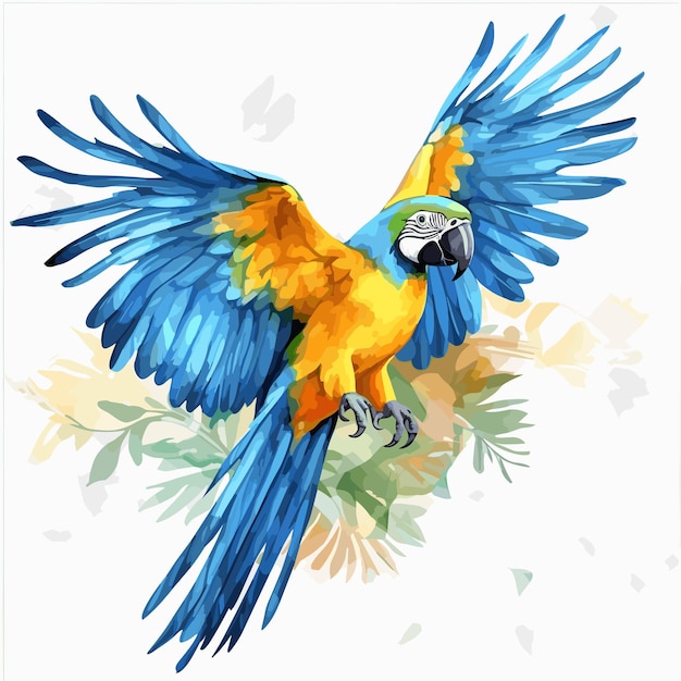 Vetor papagaio colorido dos desenhos animados isolado no branco