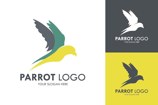 Papagaio pássaro colorido logotipo plano ilustração vetorial corporativa