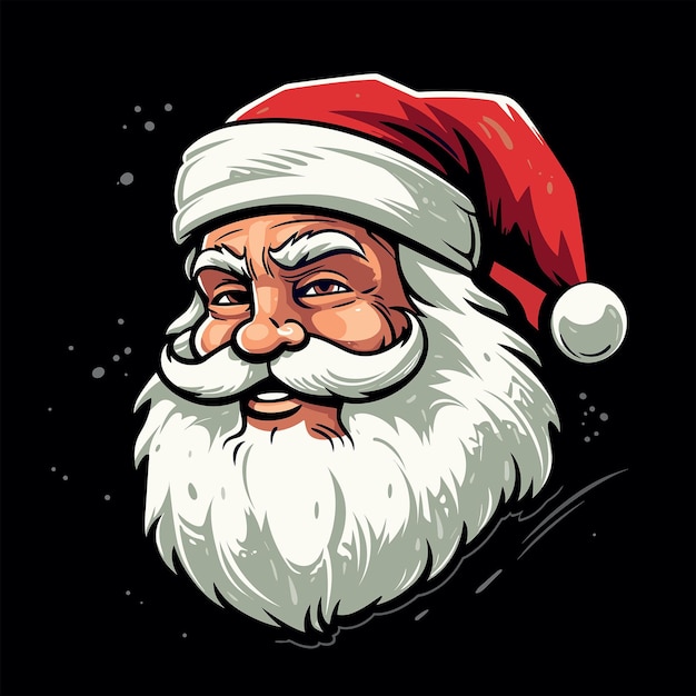 Vetor papai noel 2d fundo preto clipart natal