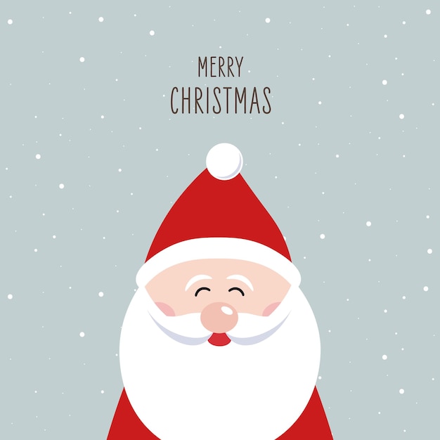 Papai Noel bonito desenho animado feliz Natal letras vetor fundo nevado