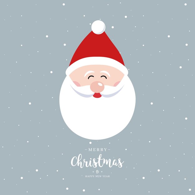 Papai Noel bonito desenho animado Feliz Natal saudações fundo nevado