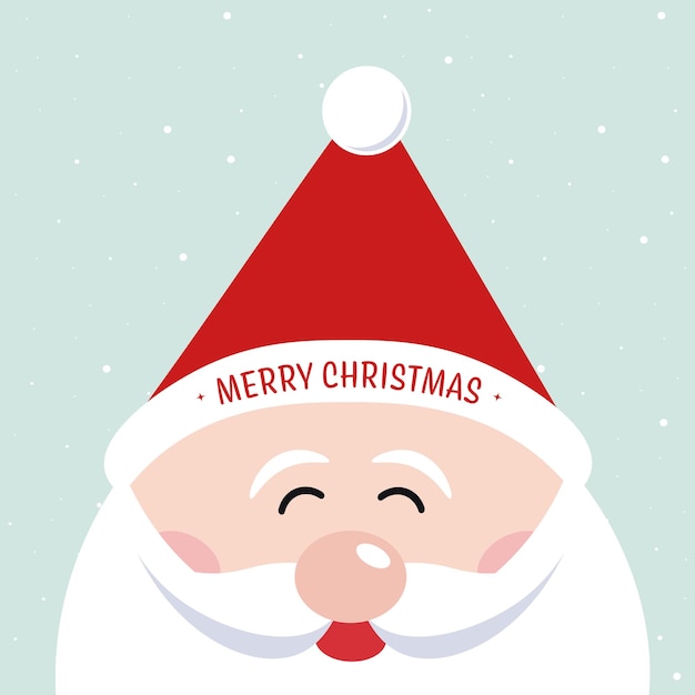 Papai Noel bonito desenho animado Feliz Natal saudações fundo nevado