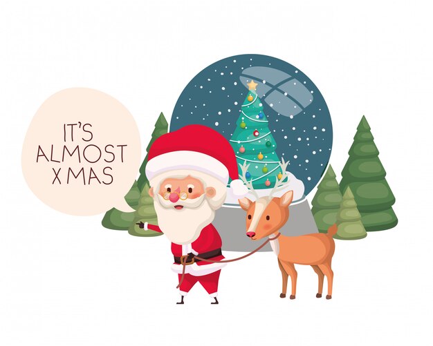 Papai Noel com árvore de natal