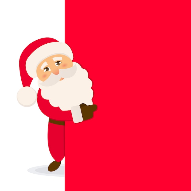 Papai noel com banner em branco ilustração vetorial de banner de natal