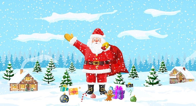 Papai Noel com bolsa com presentes