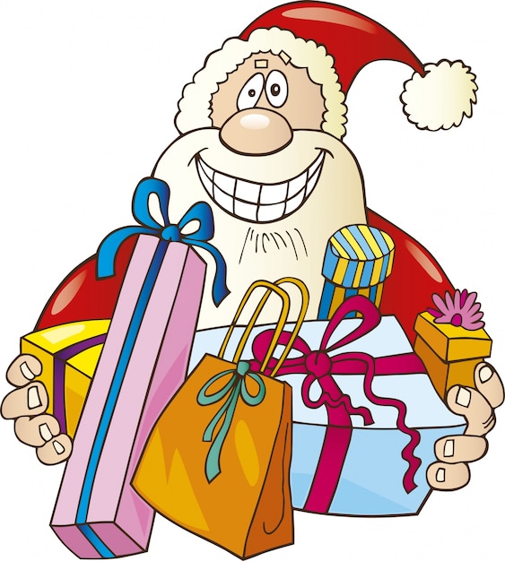 Papai Noel com desenho de presentes