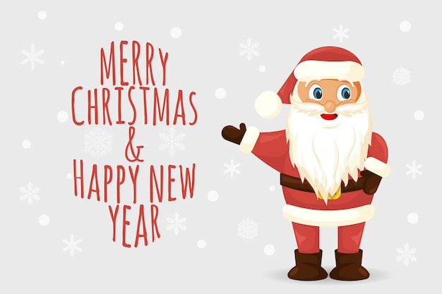 Papai Noel com modelo de saudações de Natal para convites de férias e cartões comemorativos