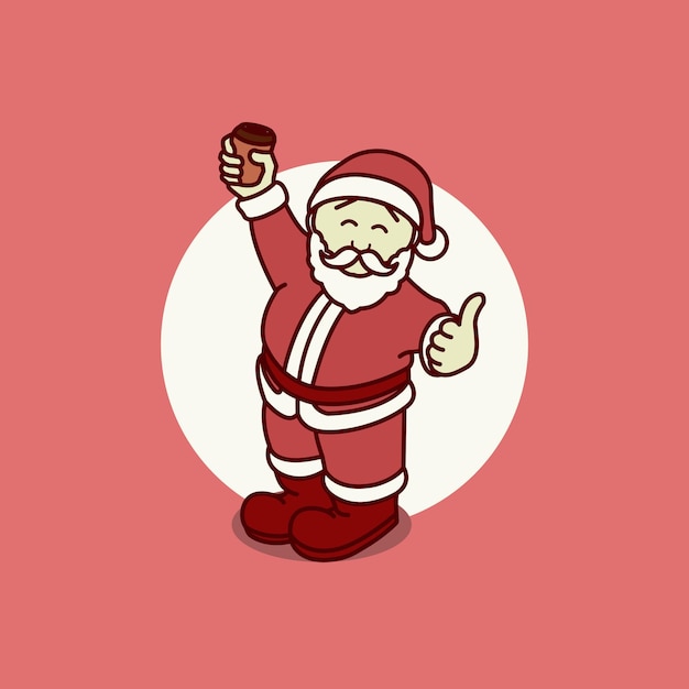 Vetor papai noel com vetor de design de xícara