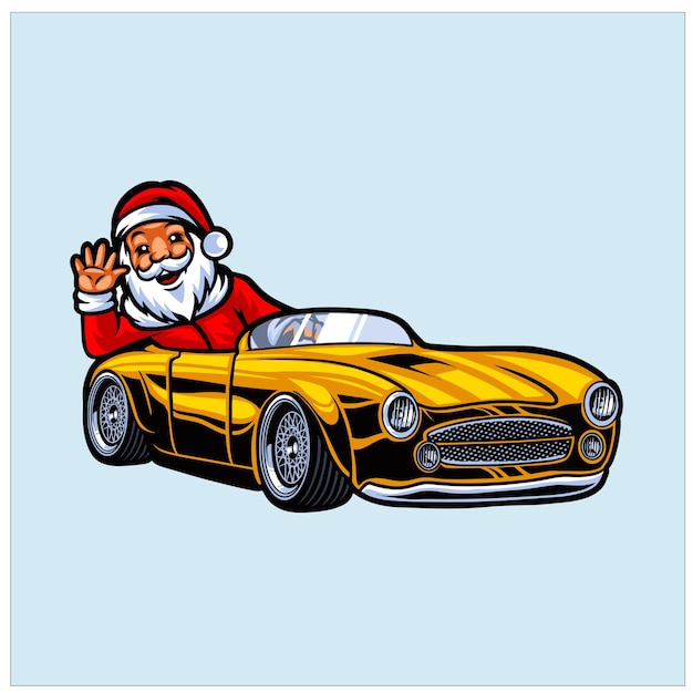 Papai noel dirigindo um carro esportivo