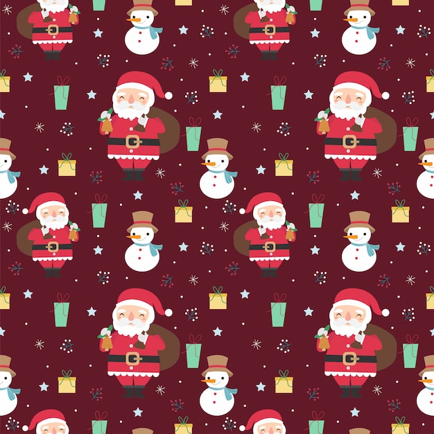 Papai Noel e Natal variedade elementos sem costura padrão