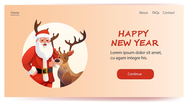 Papai Noel em chapéu com renas véspera de Natal feriado feliz ano novo celebração modelo espaço de cópia horizontal