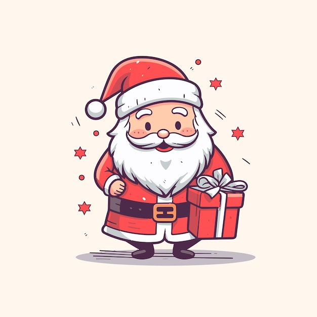 Vetor papai noel em estilo cartoon dando um presente