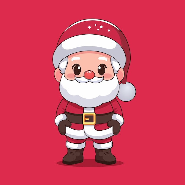 Vetor papai noel em fundo vermelho ilustração vetorial para cartão de natal retro