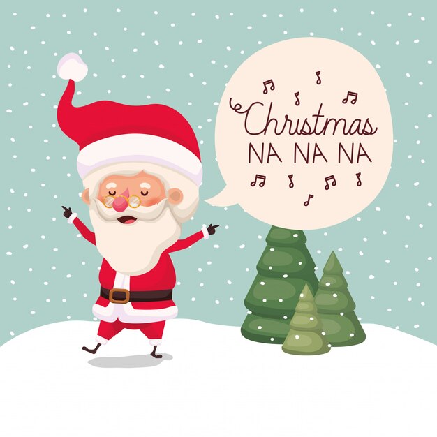 Papai noel em snowscape com bolha do discurso