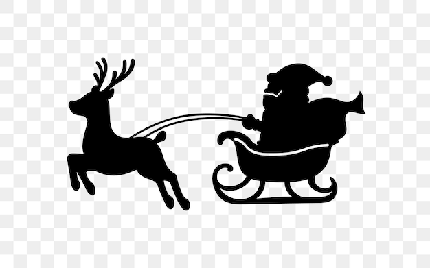 Vetor papai noel em trenó com ícone de renas papai noel está voando em trenó com renas de natal papai noel montar trenó voando renas