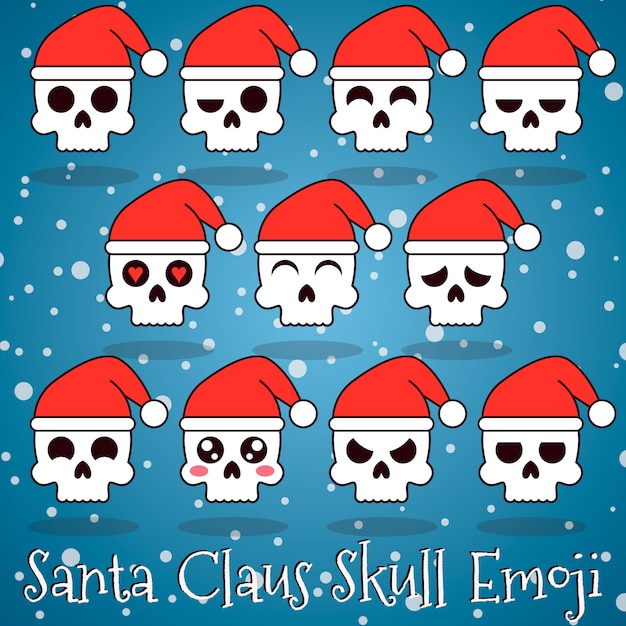 Vetor papai noel emoji crânio