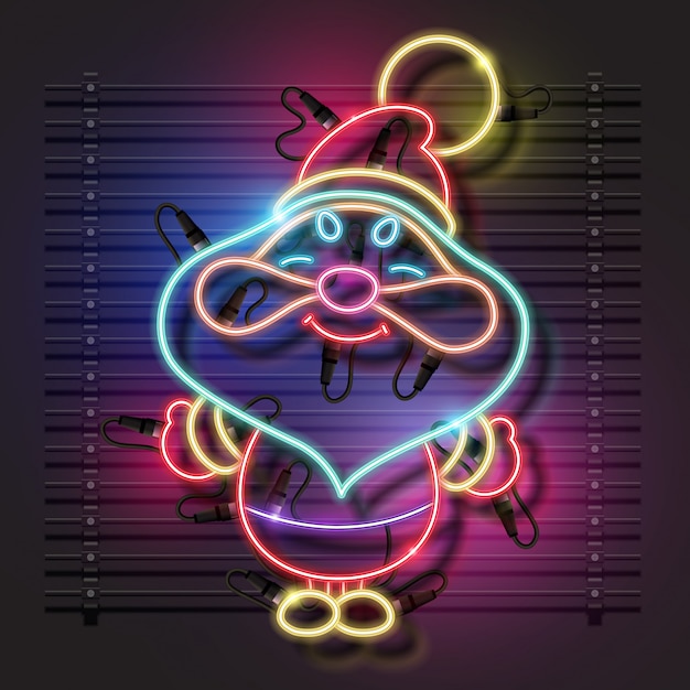 Vetor papai noel neon design.