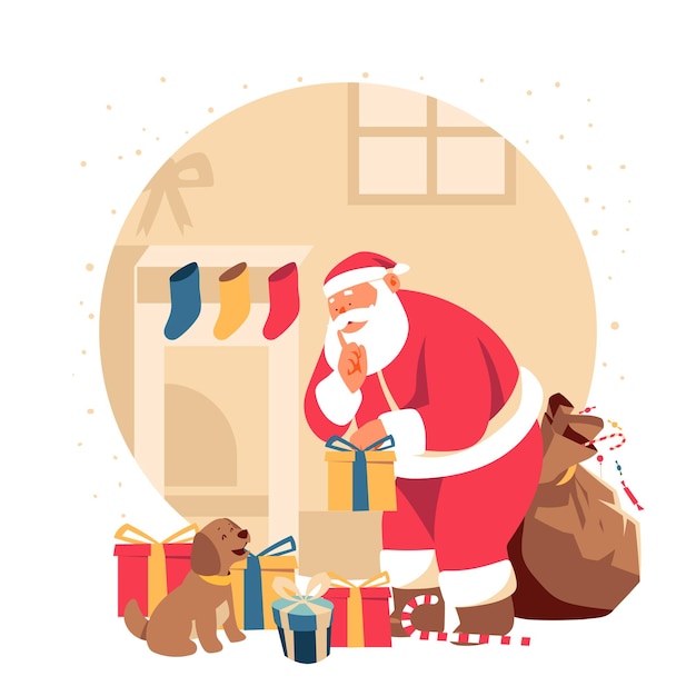 Papai Noel trazendo presentes
