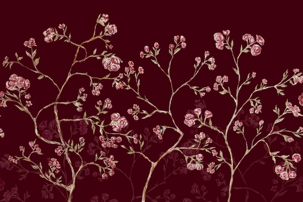 papéis de parede horizontais de padrão perfeito de jardim de rosas em aquarela