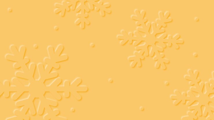 Vetor papel abstrato cortado fundo amarelo com flocos de neve