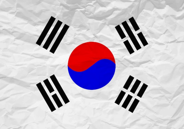 Papel amassado da bandeira da coreia do sul