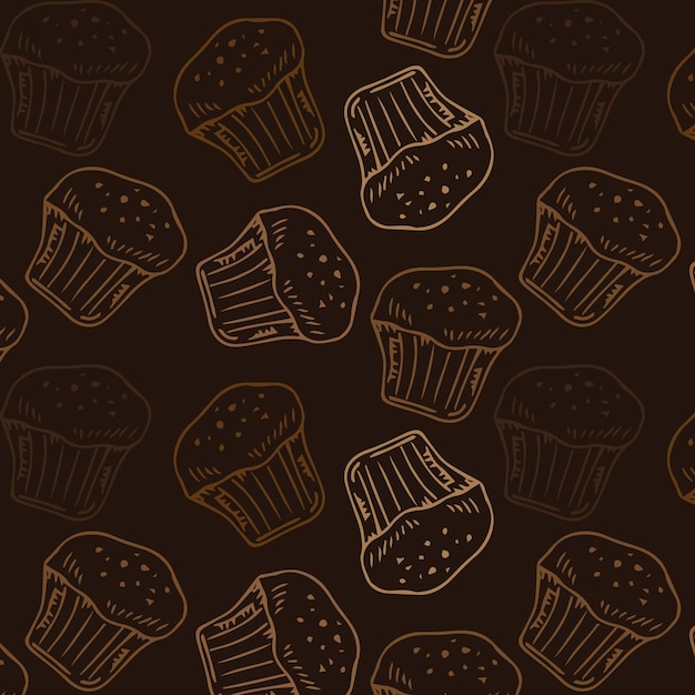 Papel de embrulho - padrão perfeito de bolo, cupcake e muffin para design gráfico vetorial