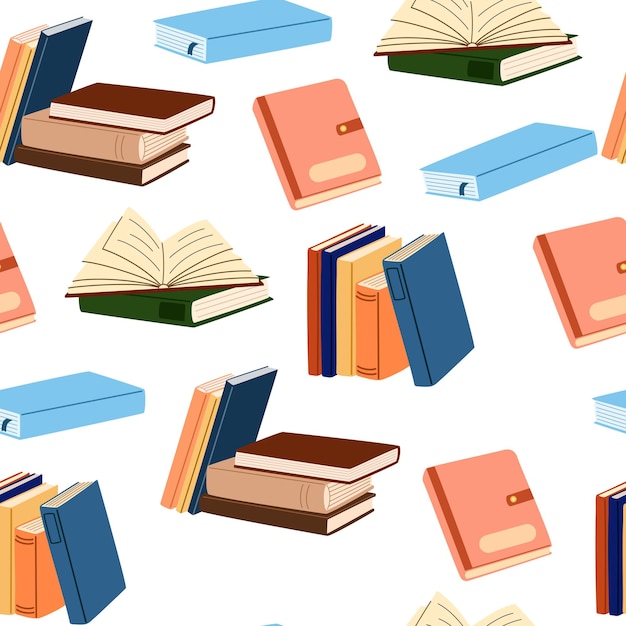 Papel de livros padrão fundo sem costura com literatura repetindo impressão