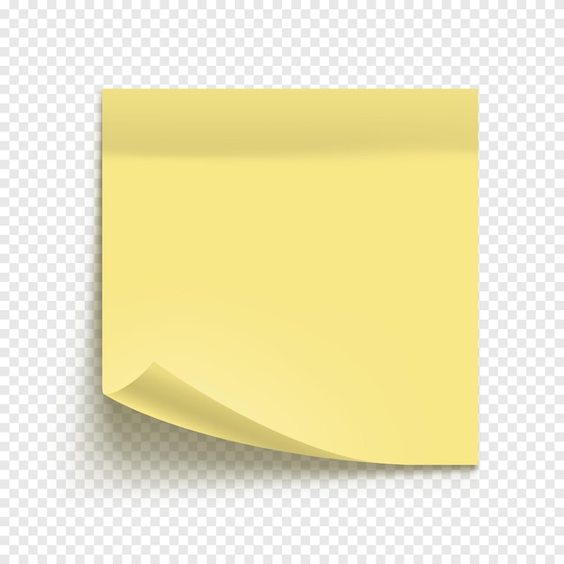 Papel de notas amarelo vetorial isolado em fundo transparente Nota adesiva realista Modelo de papel de notas para design