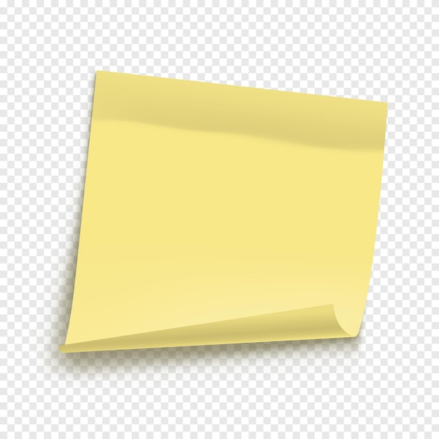 Papel de notas amarelo vetorial isolado em fundo transparente Nota adesiva realista Modelo de papel de notas para design