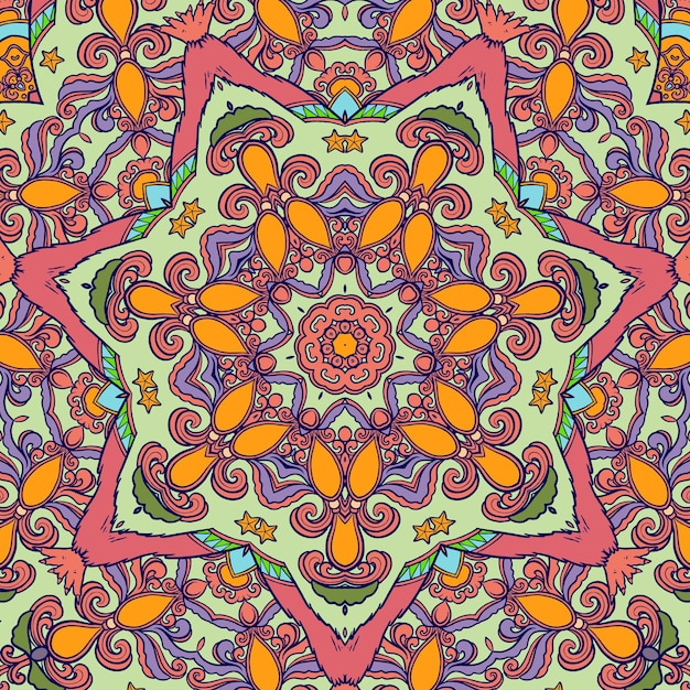 Papel de parede abstrato vintage detalhado e belo motivo de mandala vetor premium
