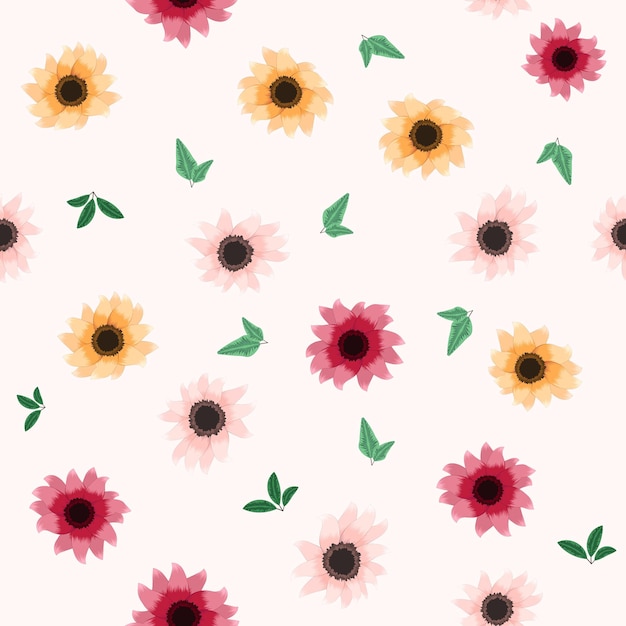 Papel de parede de flores florais fofas padrão de vetor sem costura, roupas de mulher