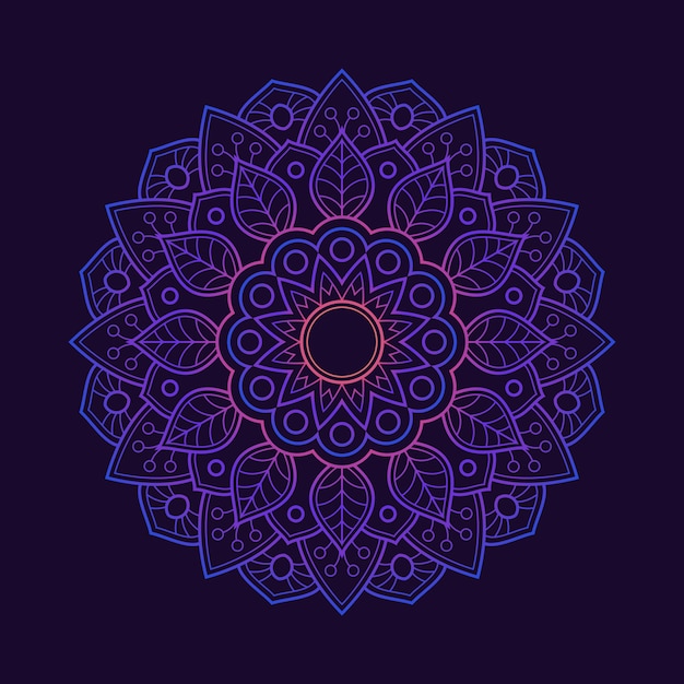 Papel de parede de fundo do padrão de mandala colorida gradiente. motivo floral em cor neon. têxtil de tecido arabesco.