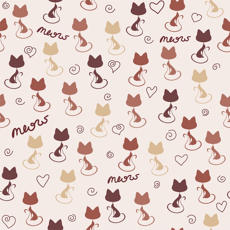 Vetor papel de parede de gatos de desenho animado. ilustração vetorial